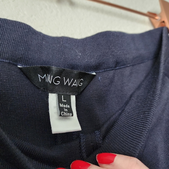 MING WANG Quiet Luxury travel kint pull on straight pant in ink size L - Picture 6 of 7